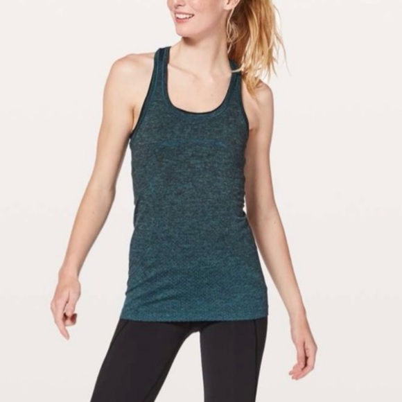Lululemon Swiftly Tech Athleticcore Racerback Tank Teal Heathered EUC Retail $58 - Picture 4 of 8